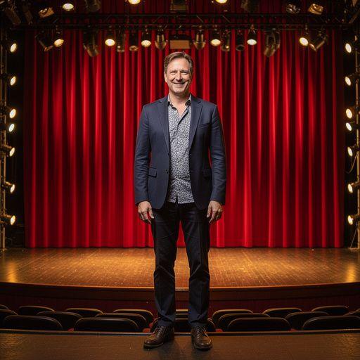 Divadelní představení na scéně s herci v kostýmech.